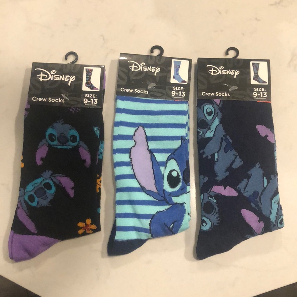 Disney Stitch Colorful Crew Socks Trio